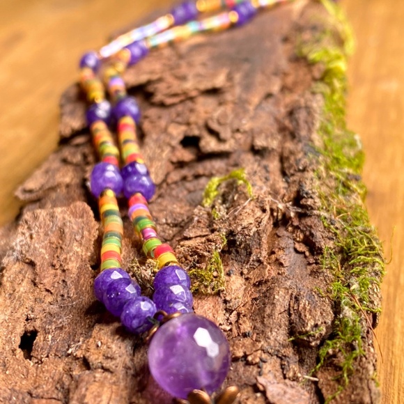 Purple Dreams Minimalist Gemstone Crystal Necklace - Picture 6 of 9